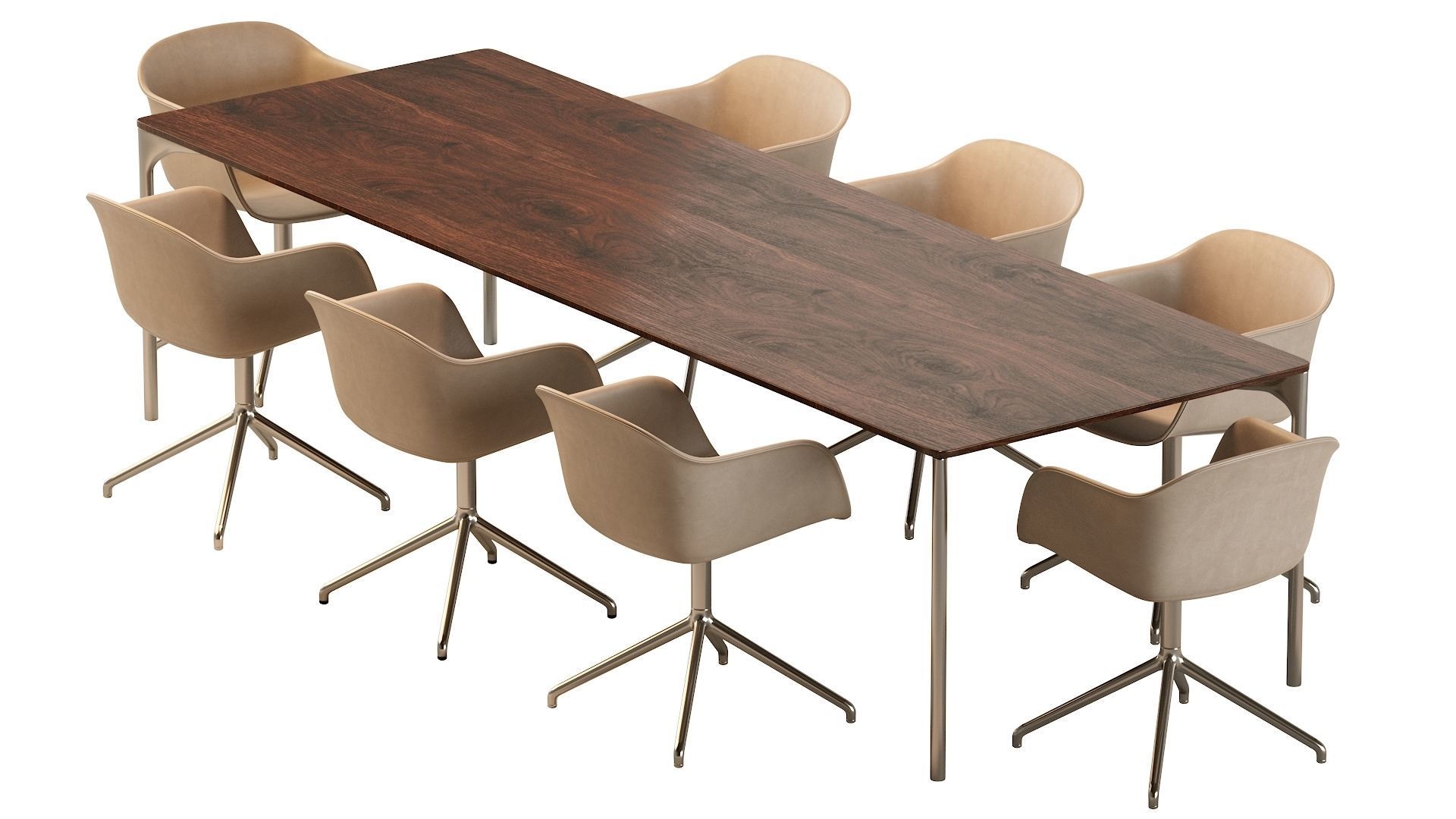Plano Table and Fiber Armchair 3D model_10