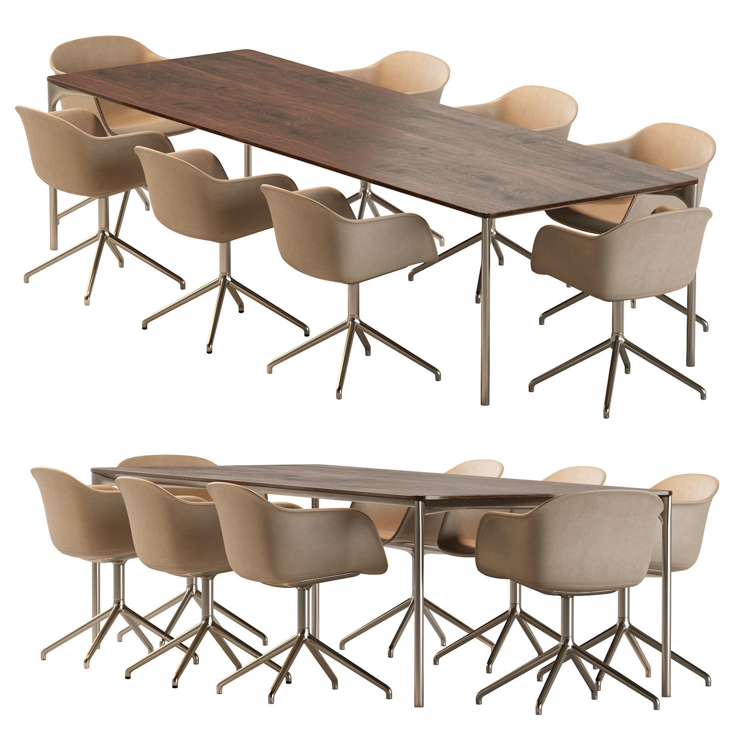 Plano Table and Fiber Armchair 3D model_16