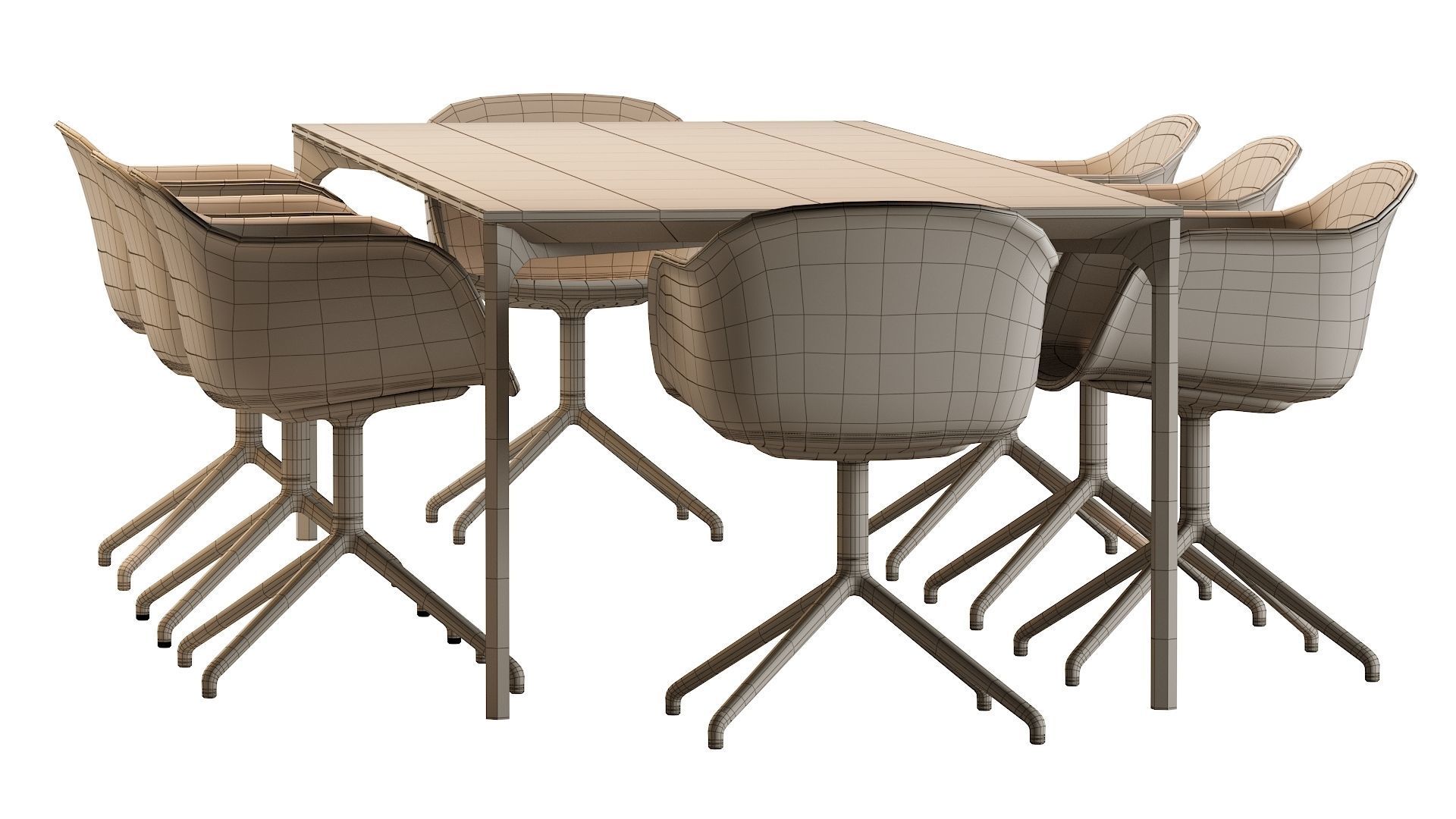 Plano Table and Fiber Armchair 3D model_14