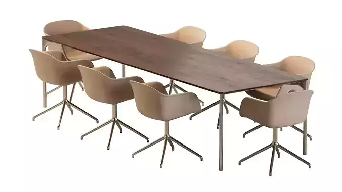 Plano Table and Fiber Armchair