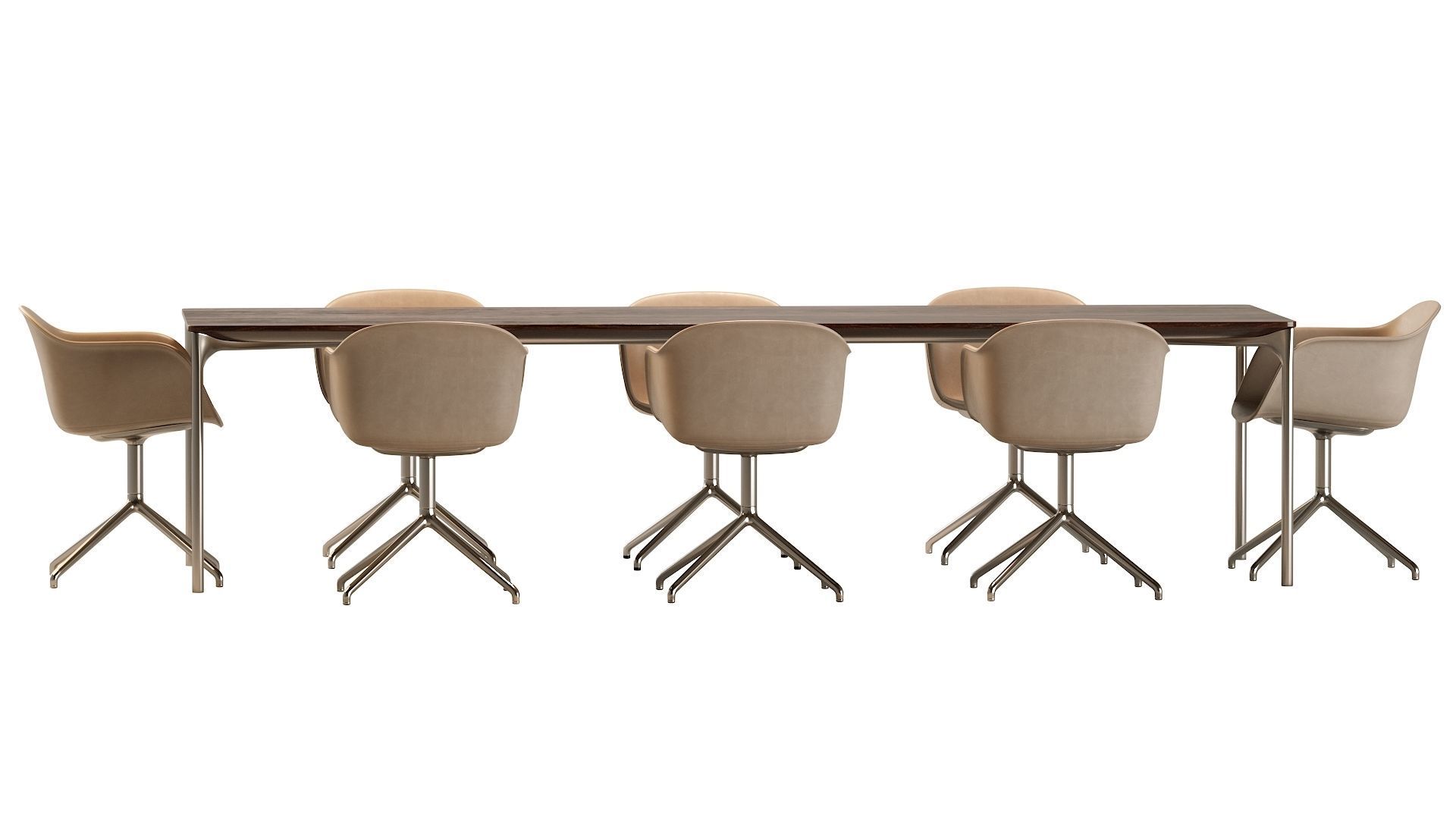 Plano Table and Fiber Armchair 3D model_4