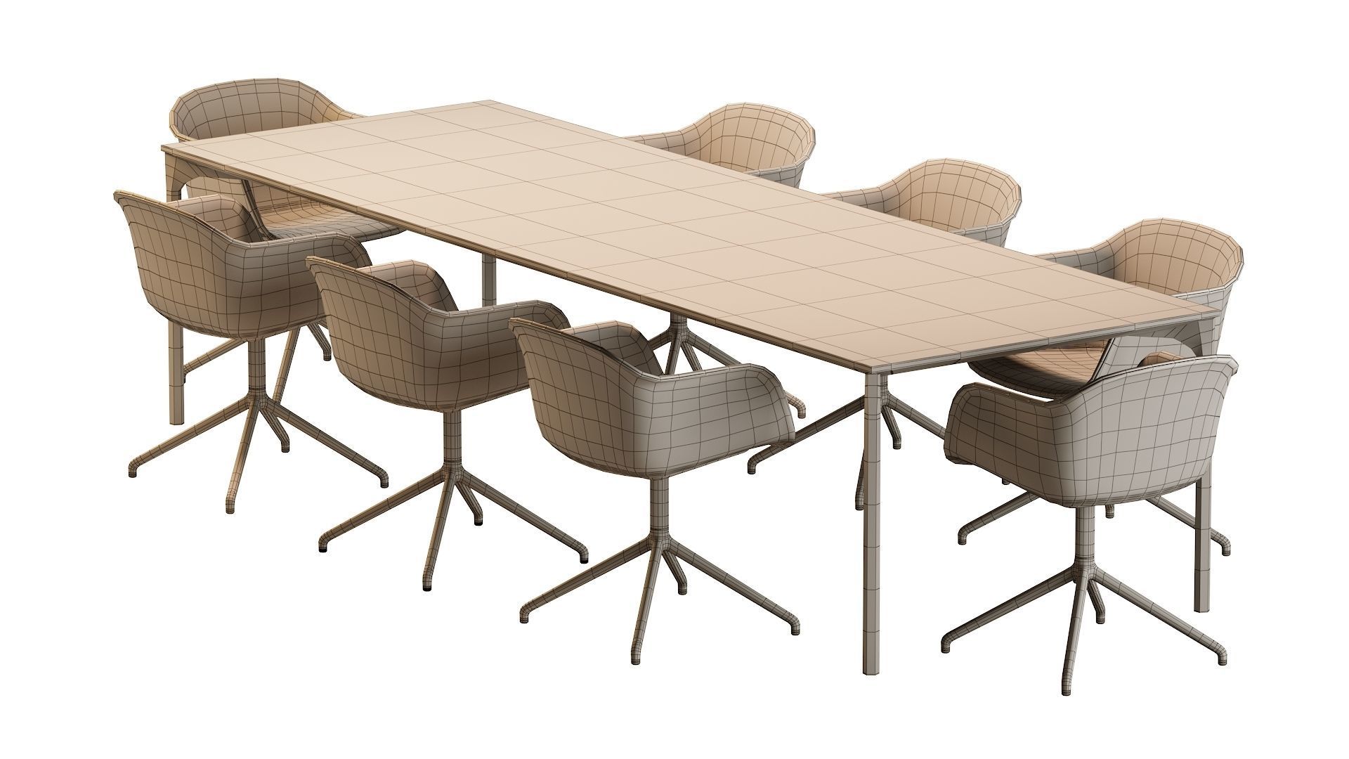 Plano Table and Fiber Armchair 3D model_13