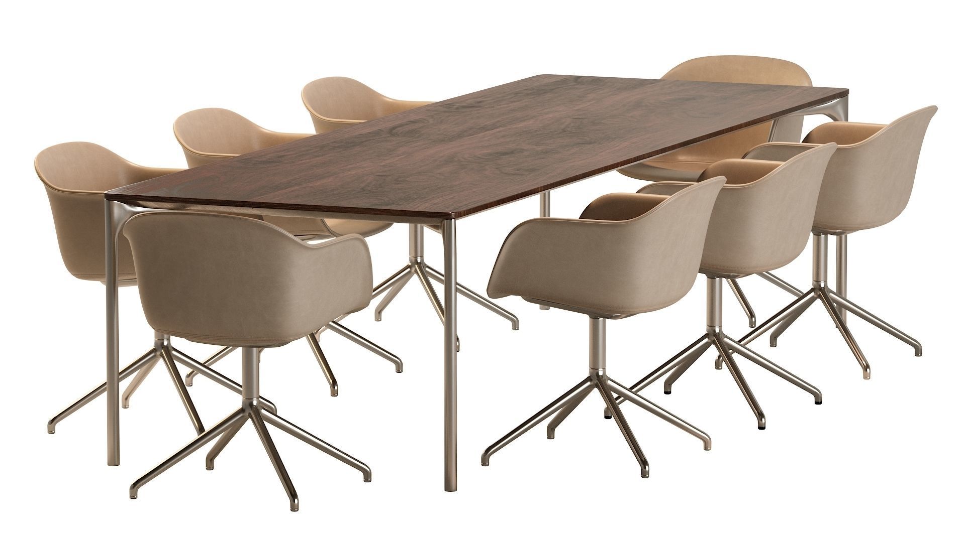 Plano Table and Fiber Armchair 3D model_6
