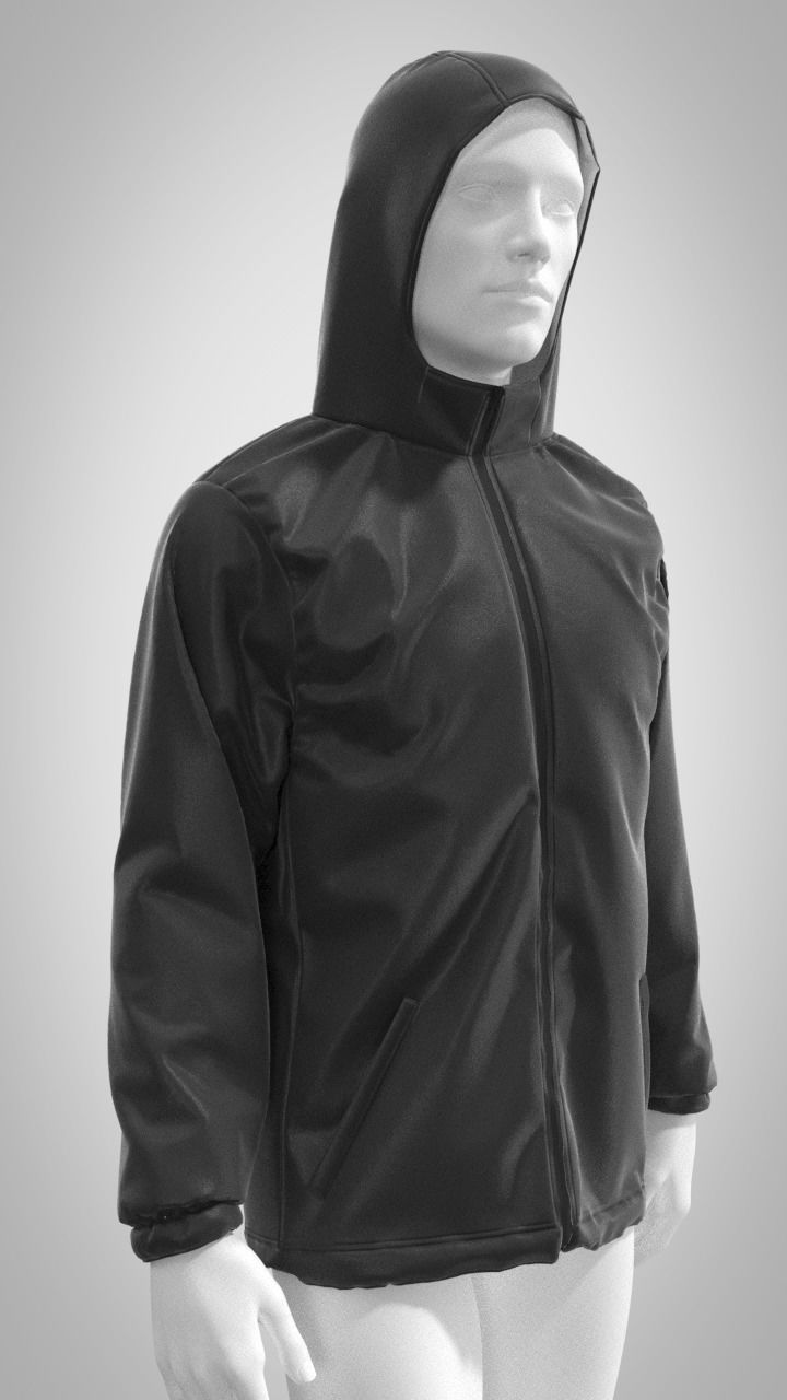 Marvelous Designer Basic Rain Jacket Male 3D Model 3D model_1