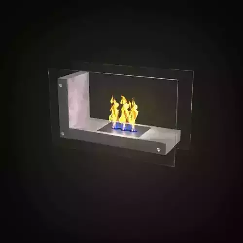 Fireplace glass with flames in it