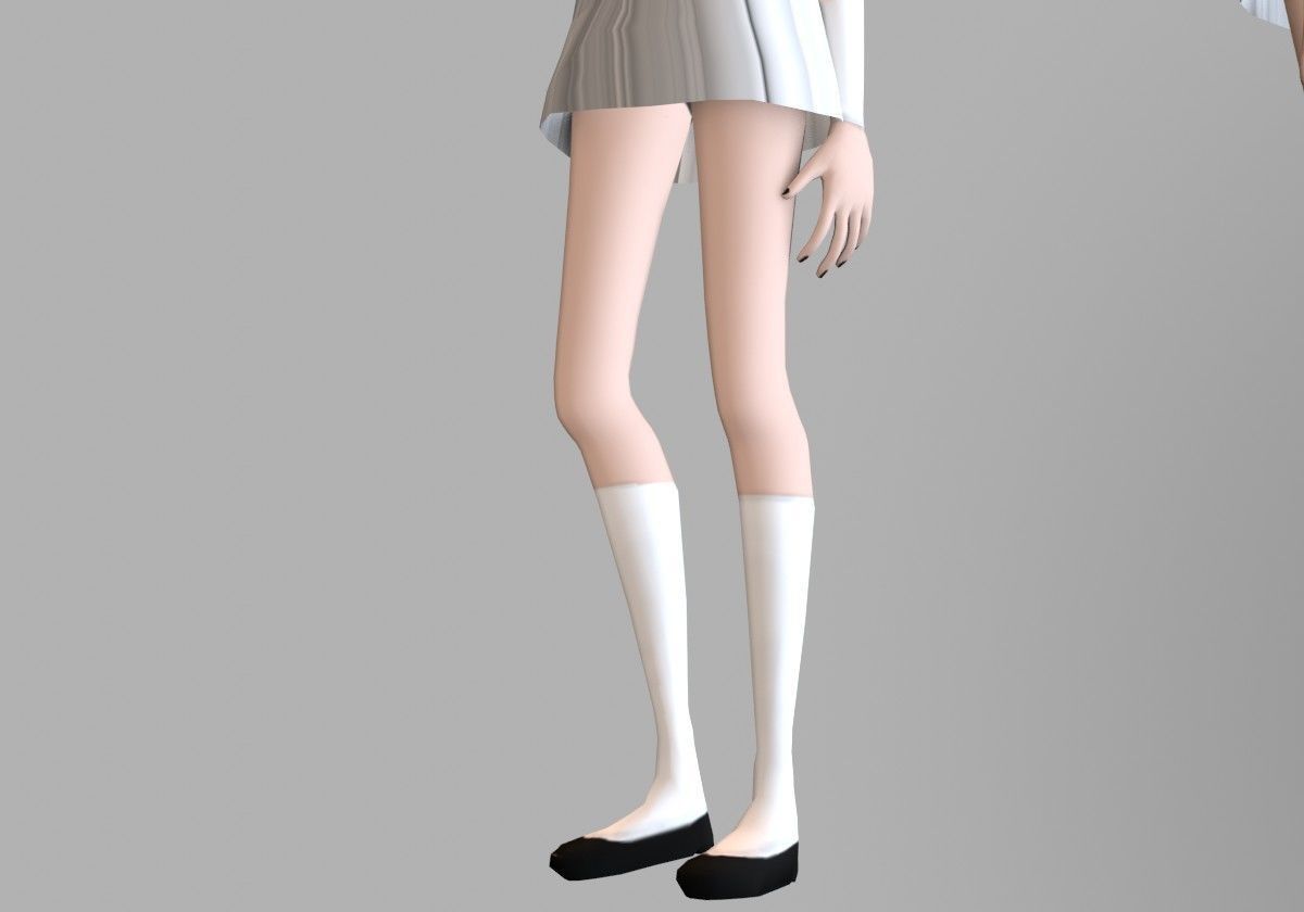 anime girl posture Low-poly 3D model_4