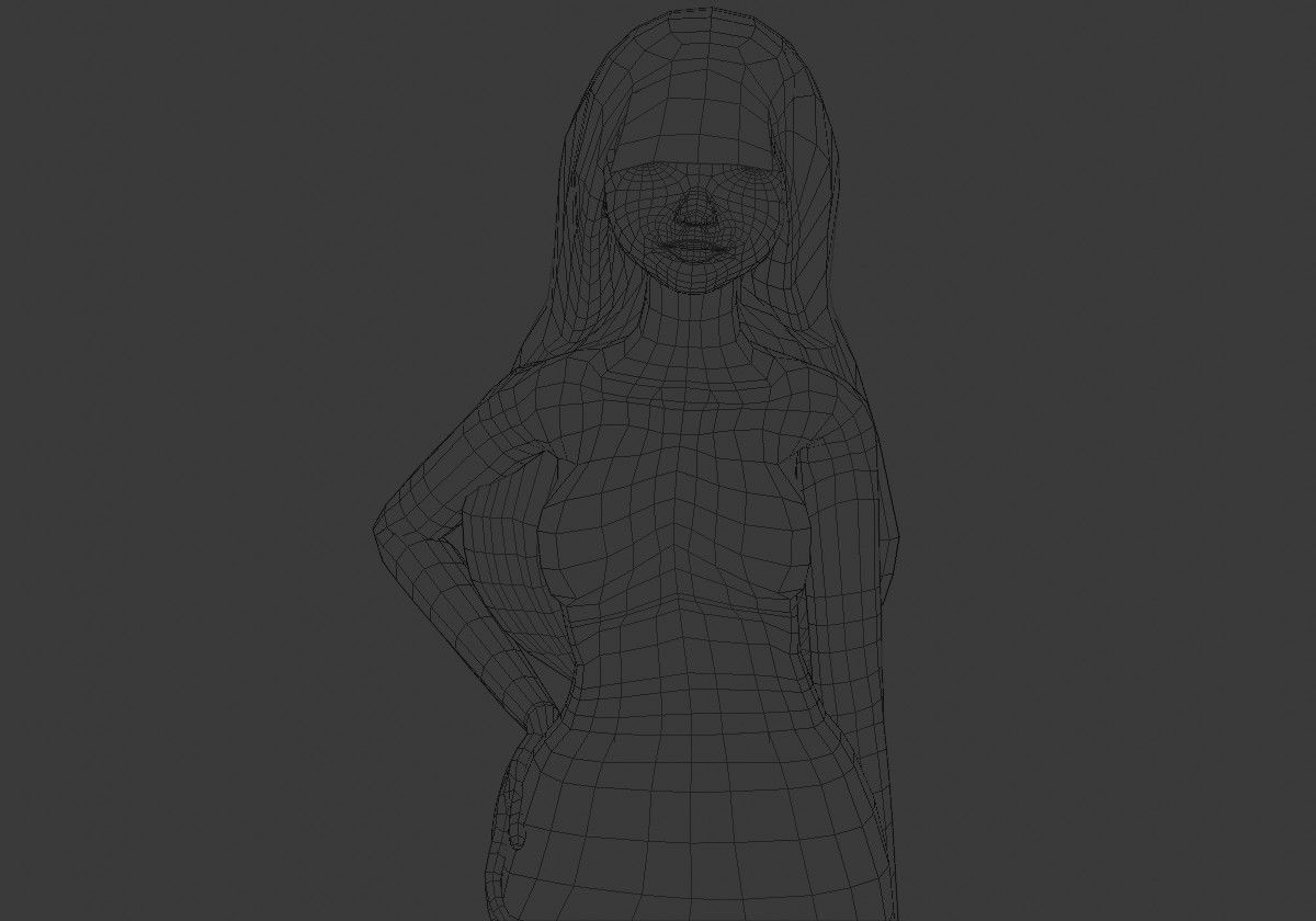 anime girl posture Low-poly 3D model_18