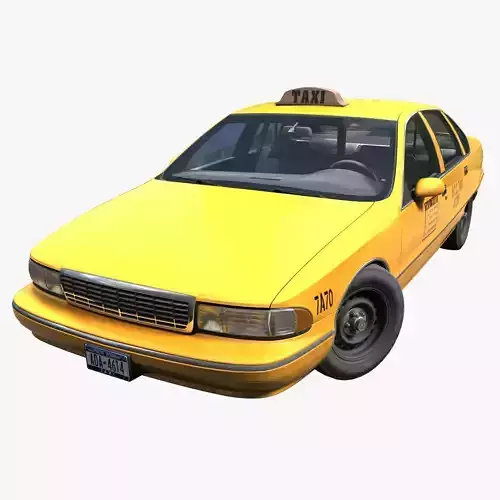 Yellow taxi sedan Low-poly 3D model