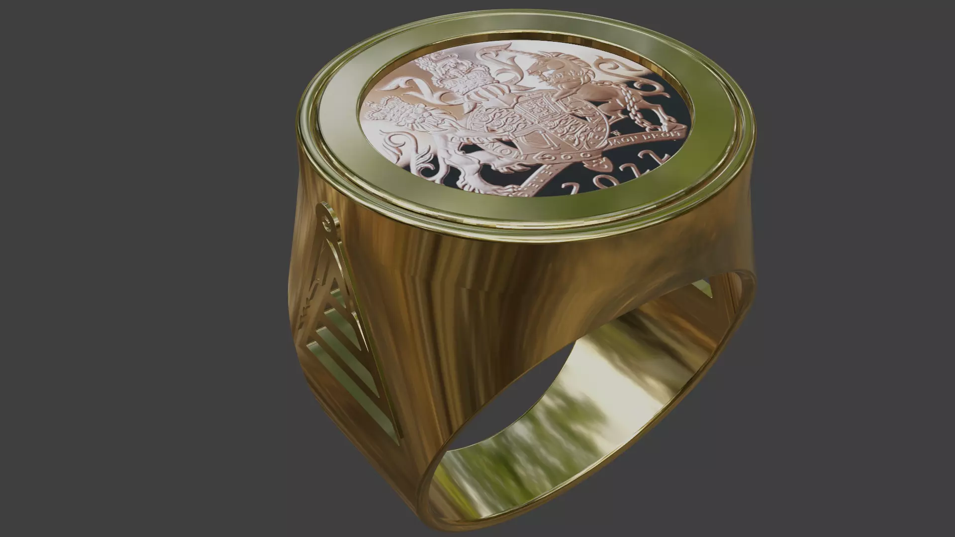 Half sovereign ring mount 3D print model