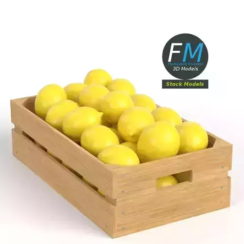 Lemons in a wooden crate