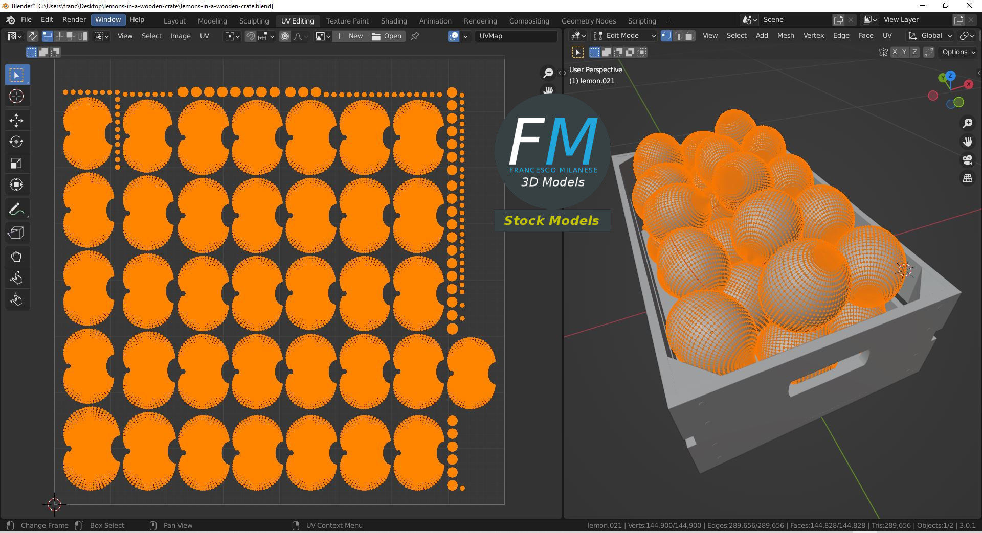 Lemons in a wooden crate 3D model_10