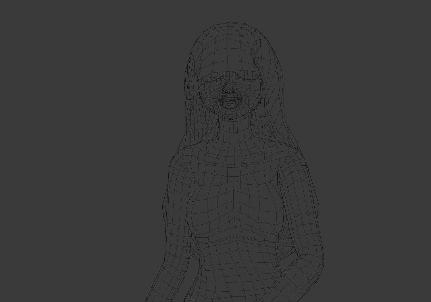 female girl for games blue hair rigged Low-poly 3D model_17