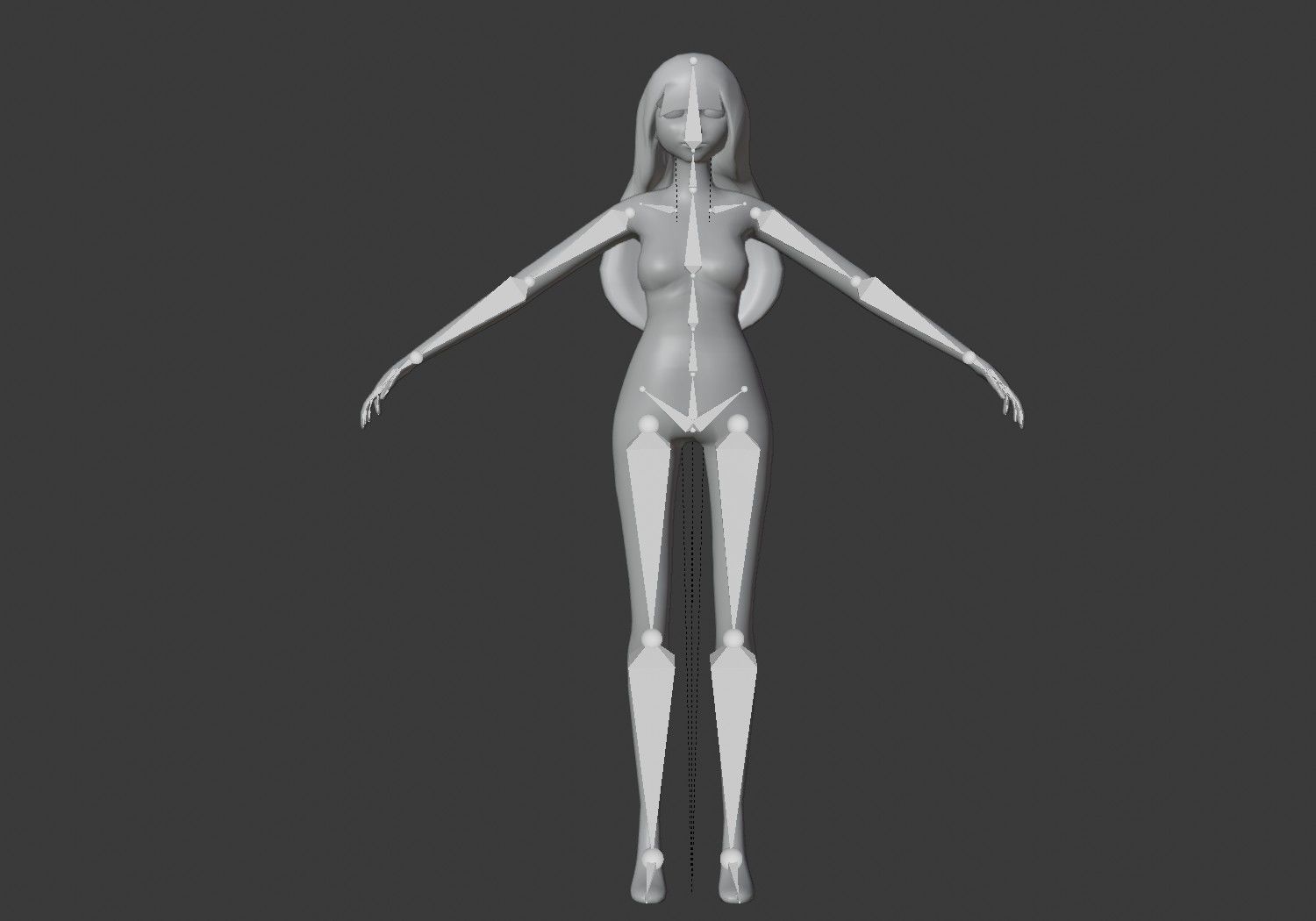 female girl for games blue hair rigged Low-poly 3D model_15