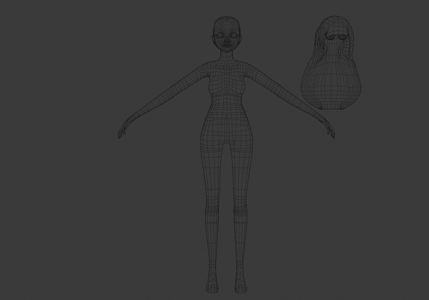 female girl for games blue hair rigged Low-poly 3D model_19