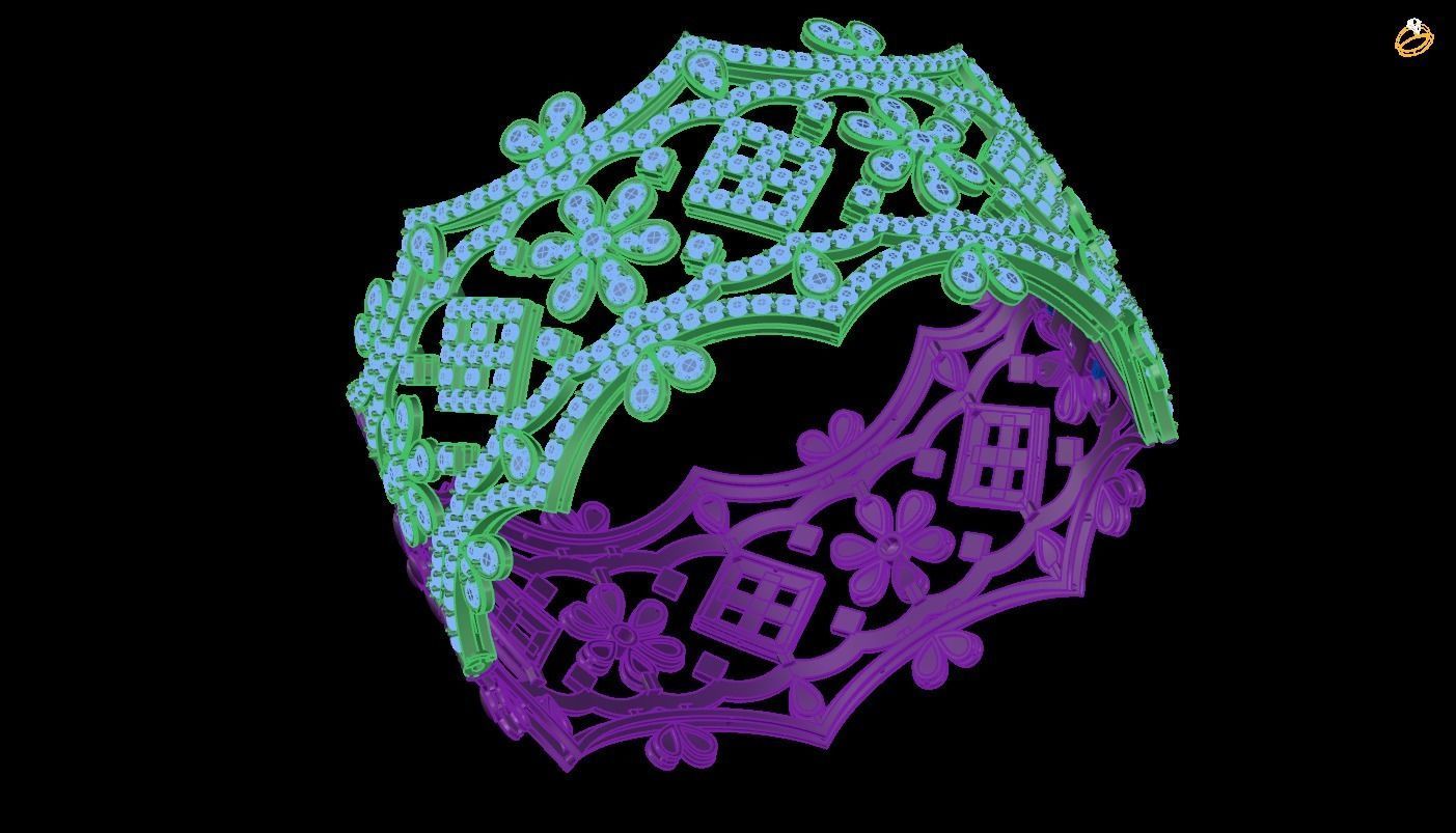 bracelet rhinestone tiara design 3D print model_1