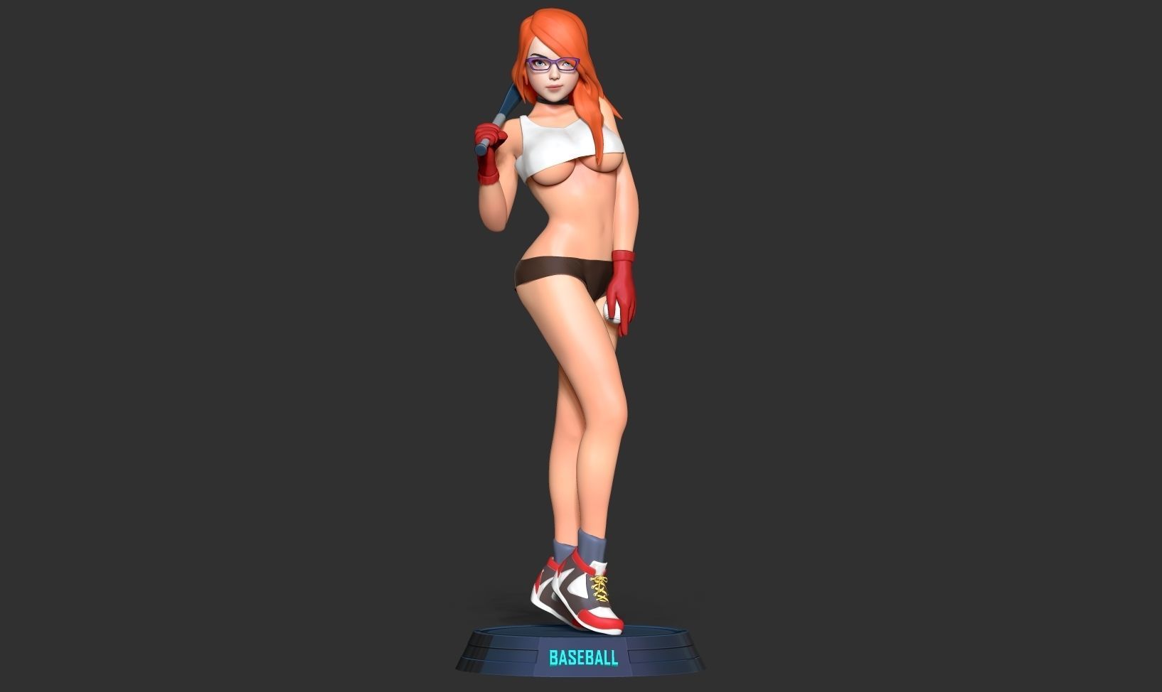 Female baseball player 3D print model_11