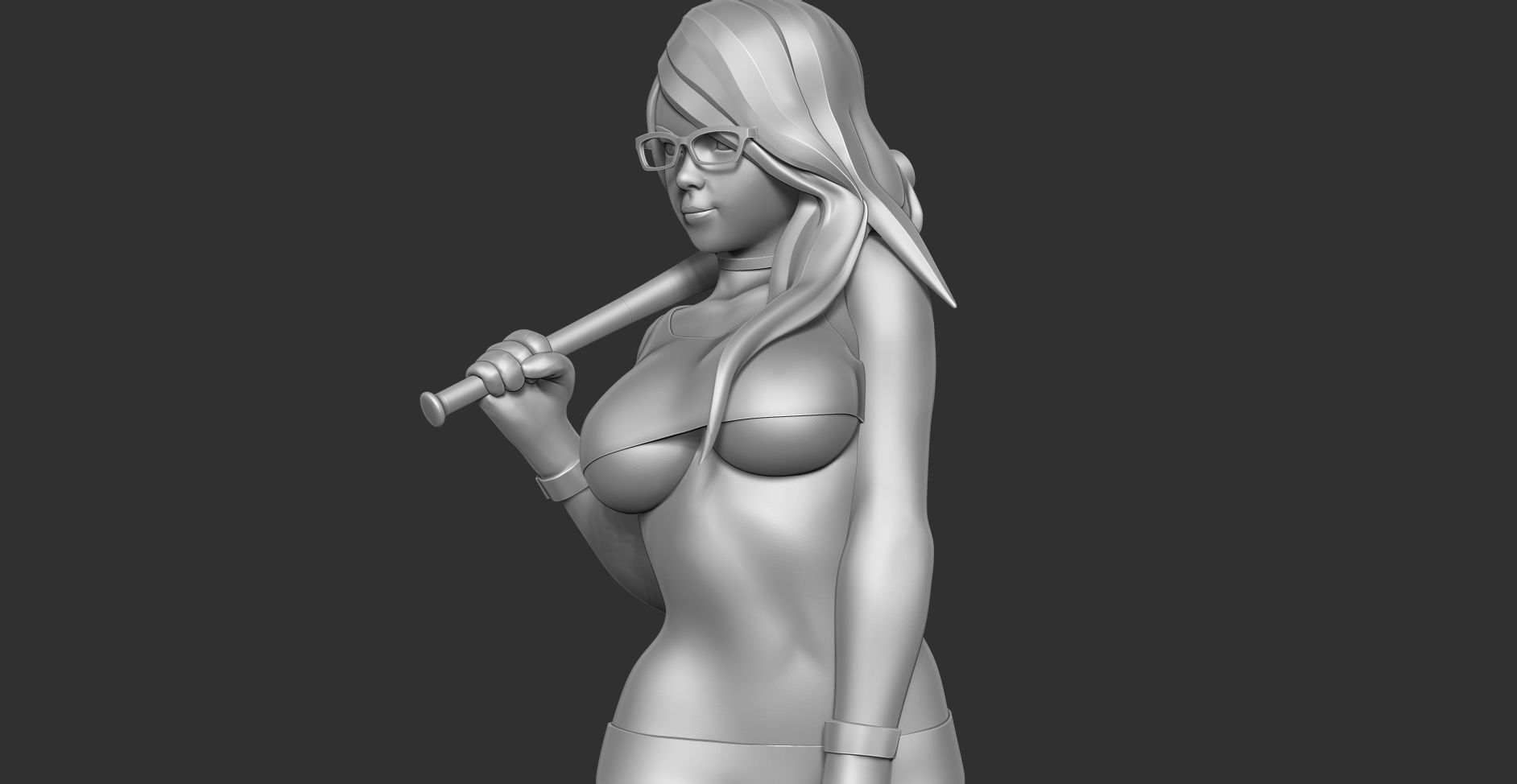 Female baseball player 3D print model_8