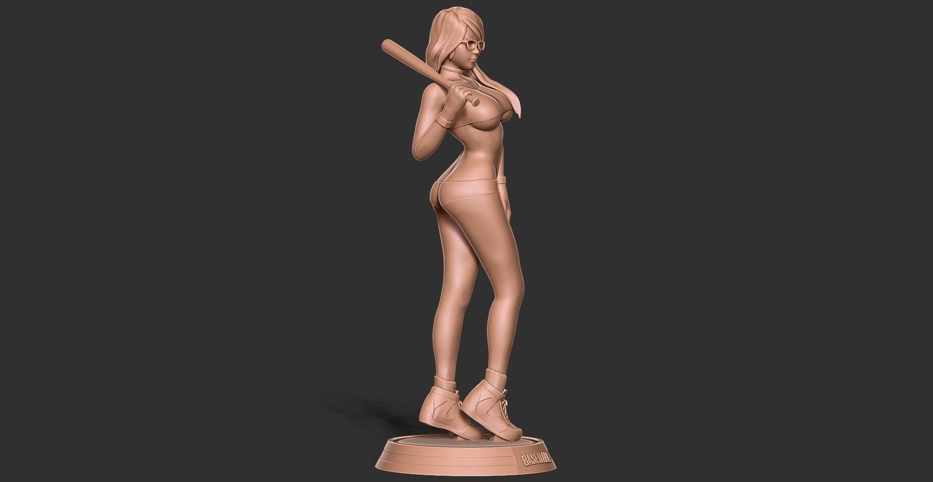Female baseball player 3D print model_16