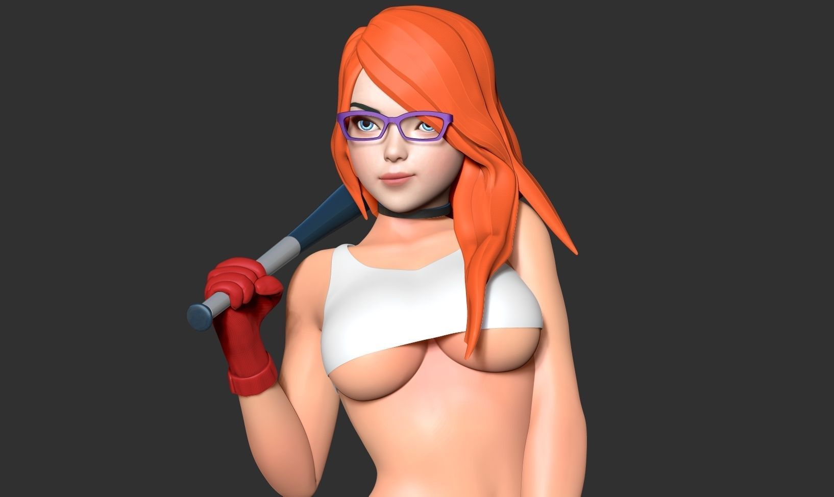 Female baseball player 3D print model_5