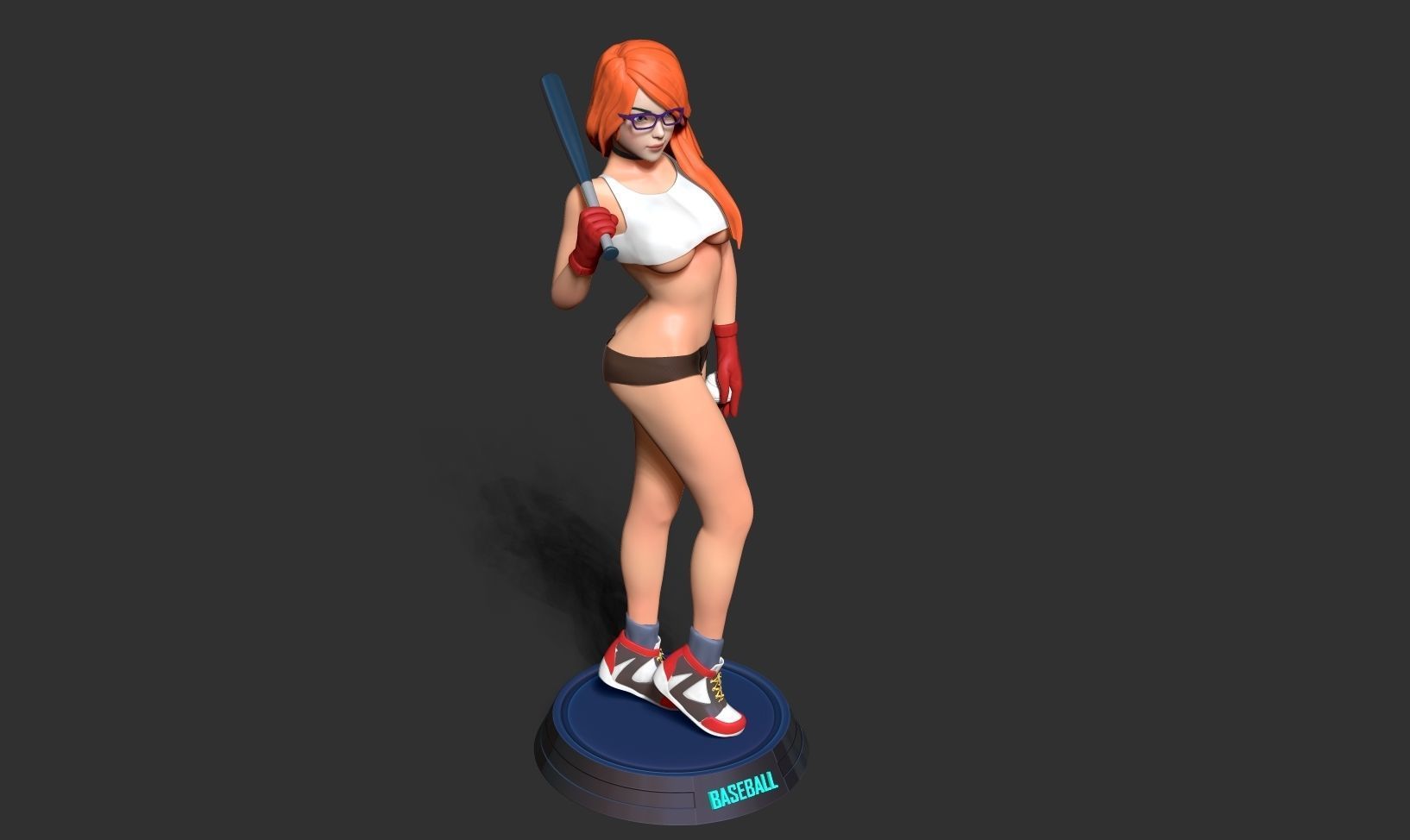 Female baseball player 3D print model_17