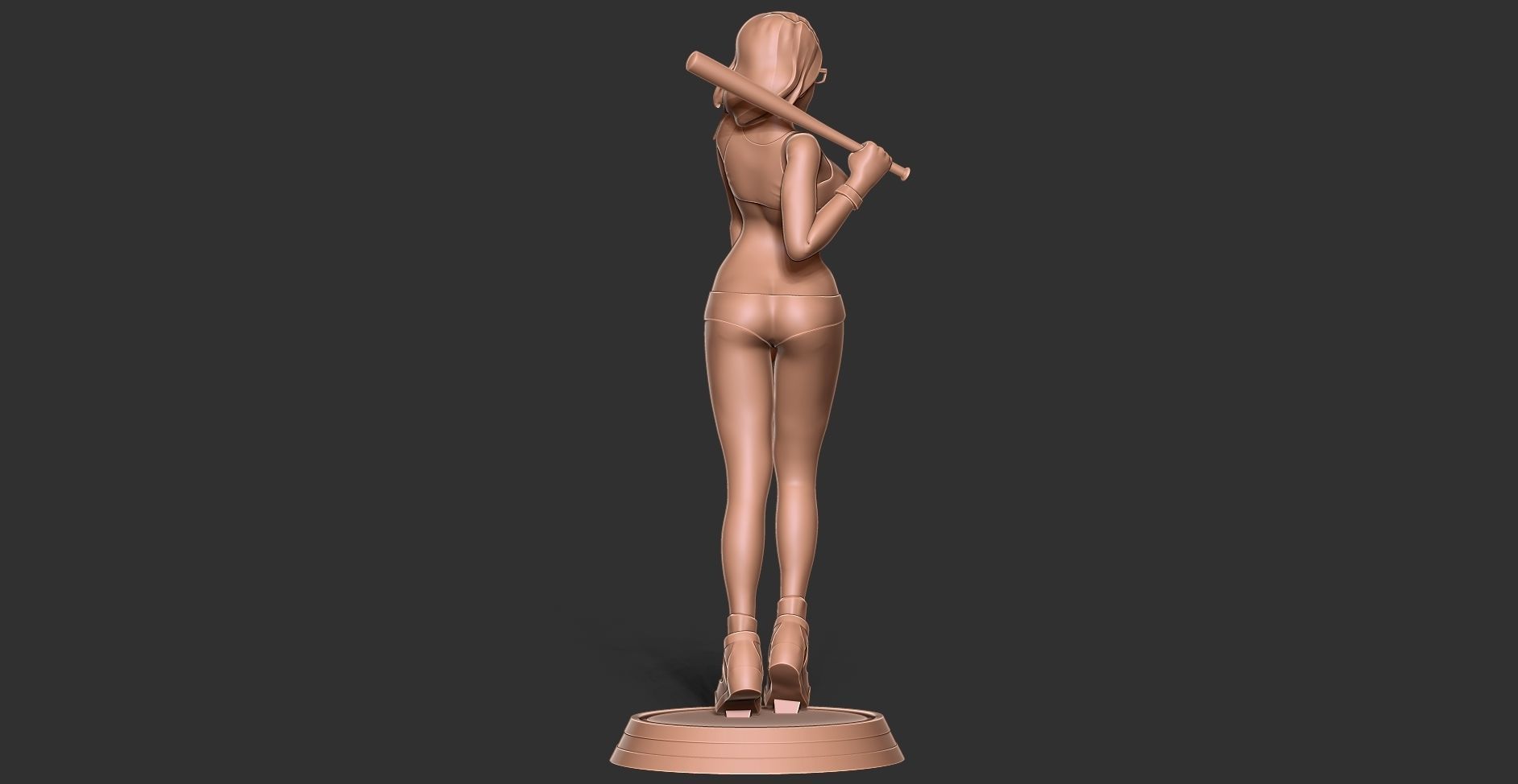 Female baseball player 3D print model_9