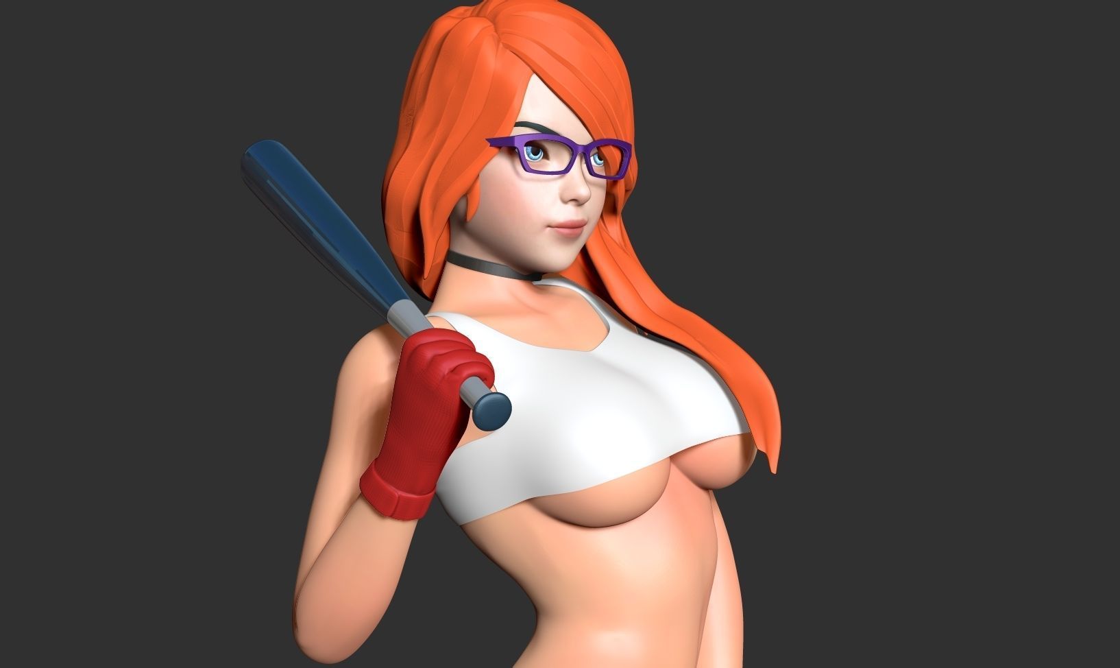Female baseball player 3D print model_10