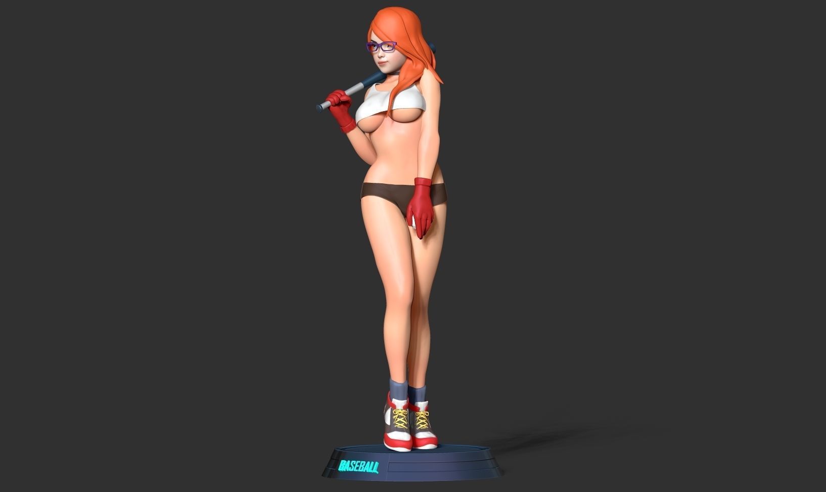Female baseball player 3D print model_15