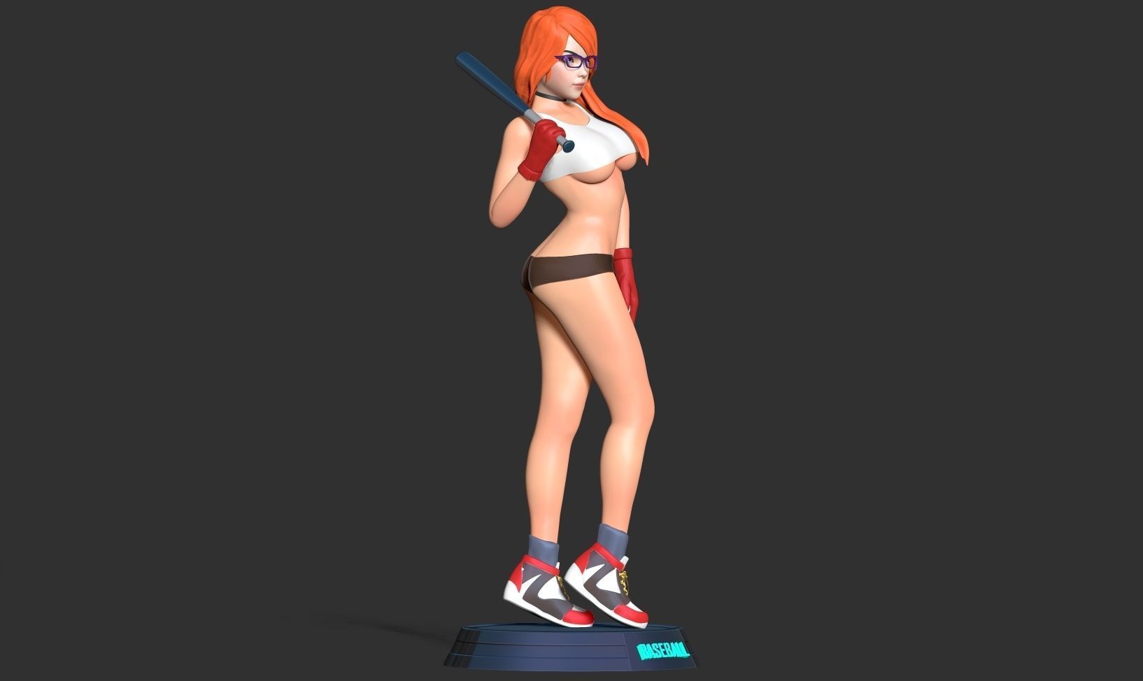 Female baseball player 3D print model_13