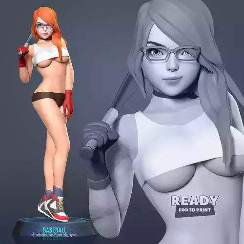 Female baseball player  3D print model