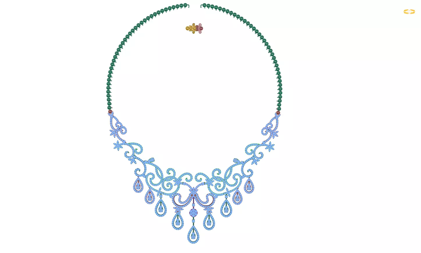 necklaces necklace with crystals 3D print model_0