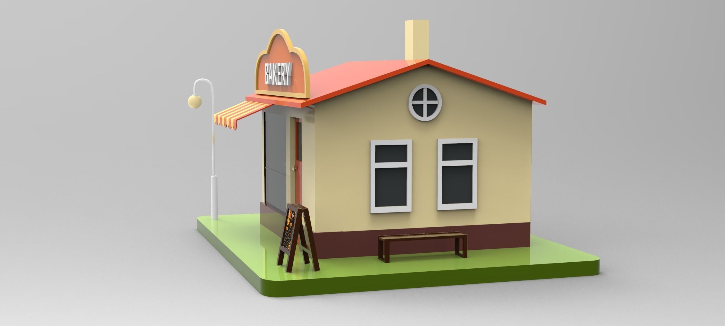 Cartoon Bakery Shop Low-poly 3D model_11
