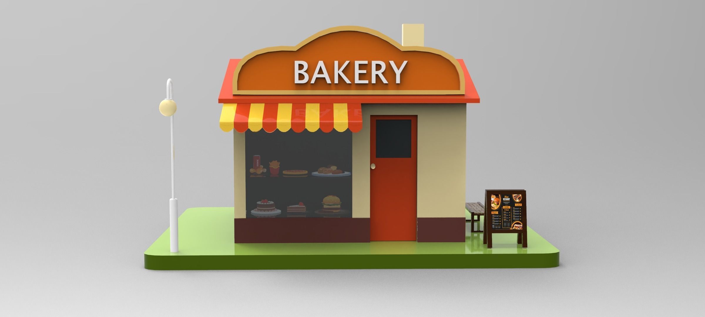 Cartoon Bakery Shop Low-poly 3D model_13