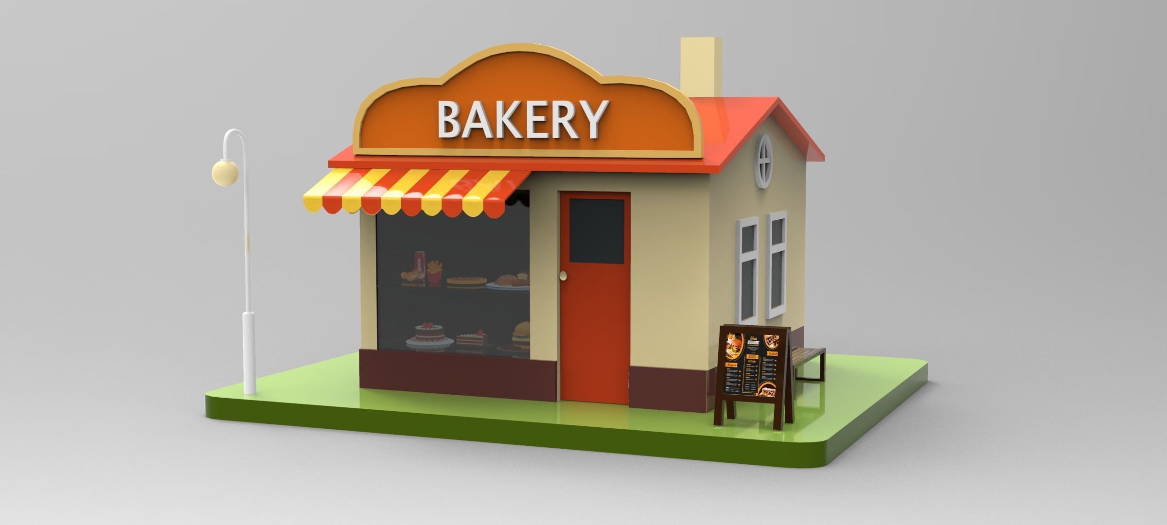 Cartoon Bakery Shop Low-poly 3D model_19