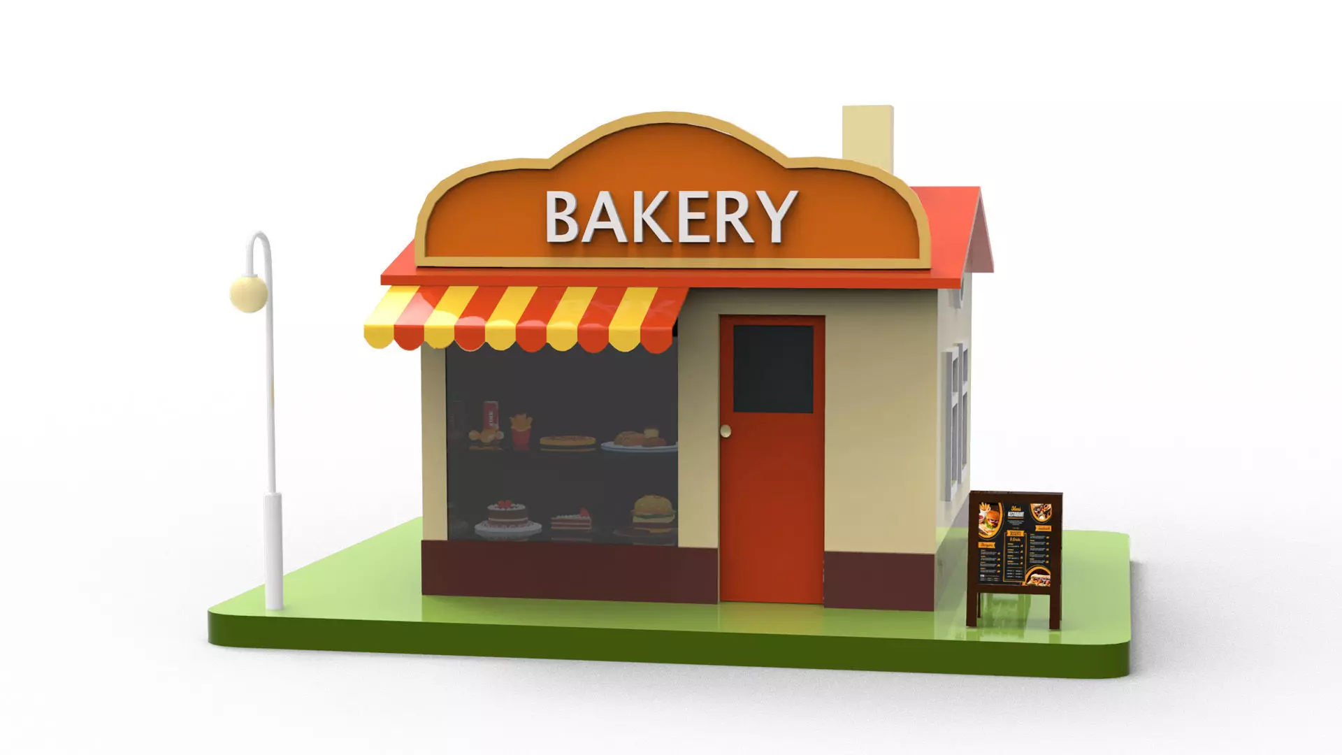 Cartoon Bakery Shop Low-poly 3D model_0