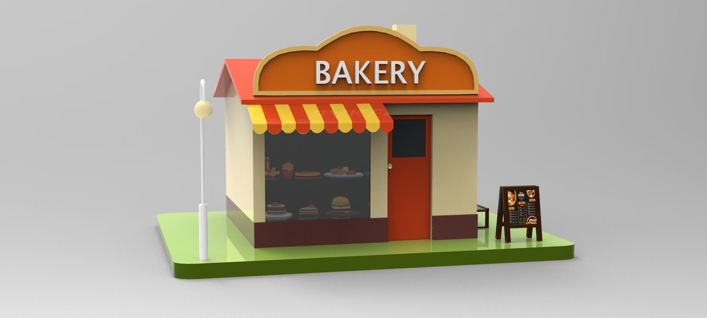 Cartoon Bakery Shop Low-poly 3D model_14