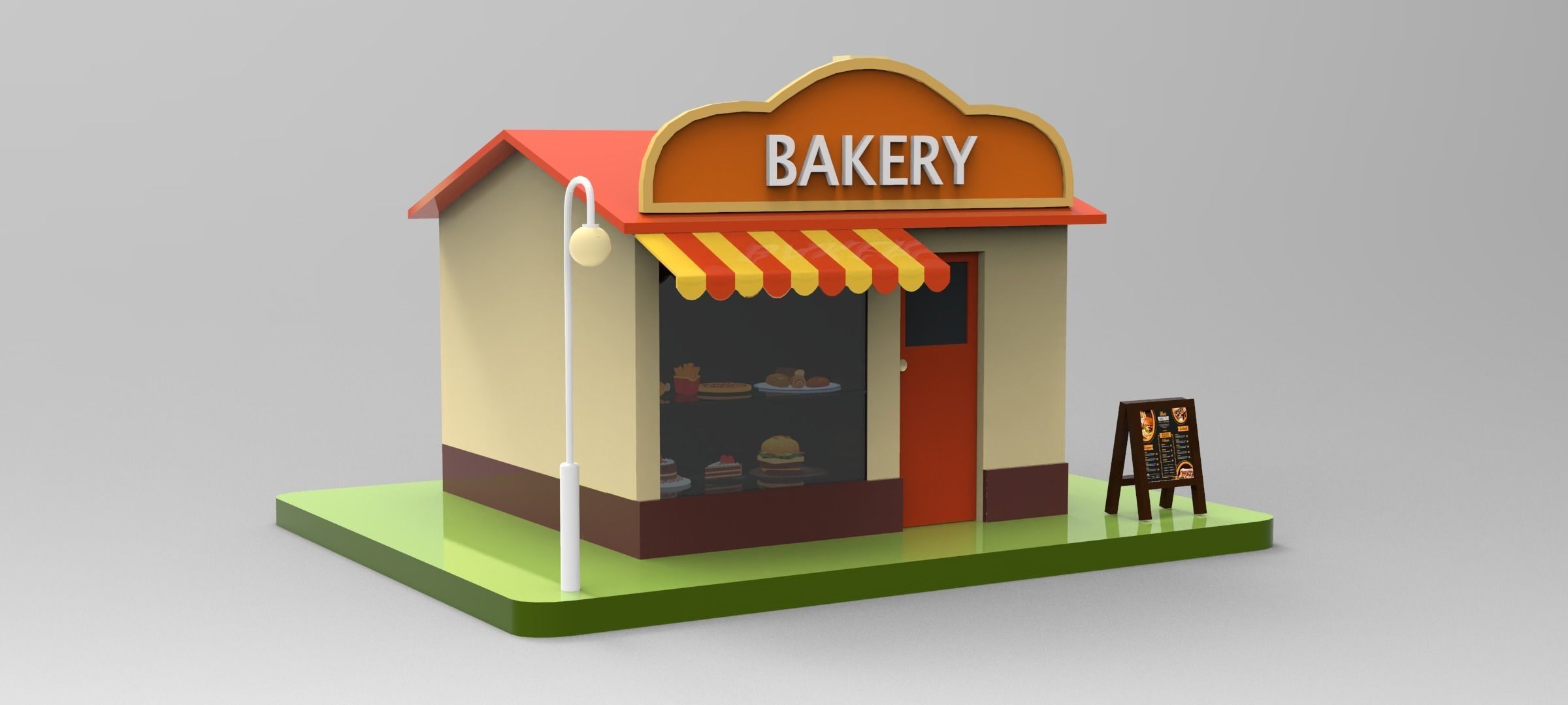 Cartoon Bakery Shop Low-poly 3D model_3