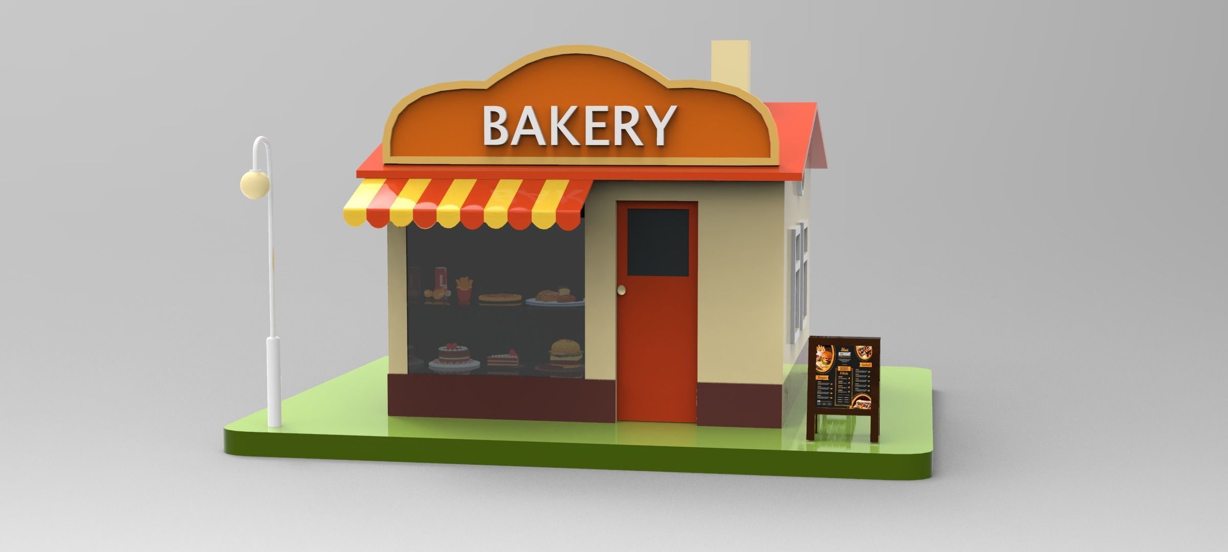 Cartoon Bakery Shop Low-poly 3D model_1