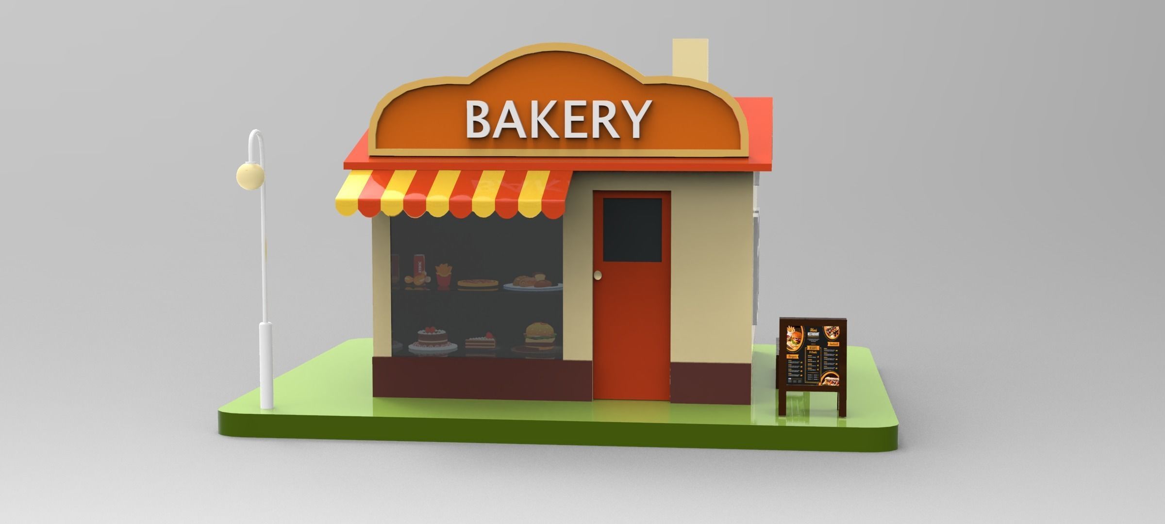Cartoon Bakery Shop Low-poly 3D model_5