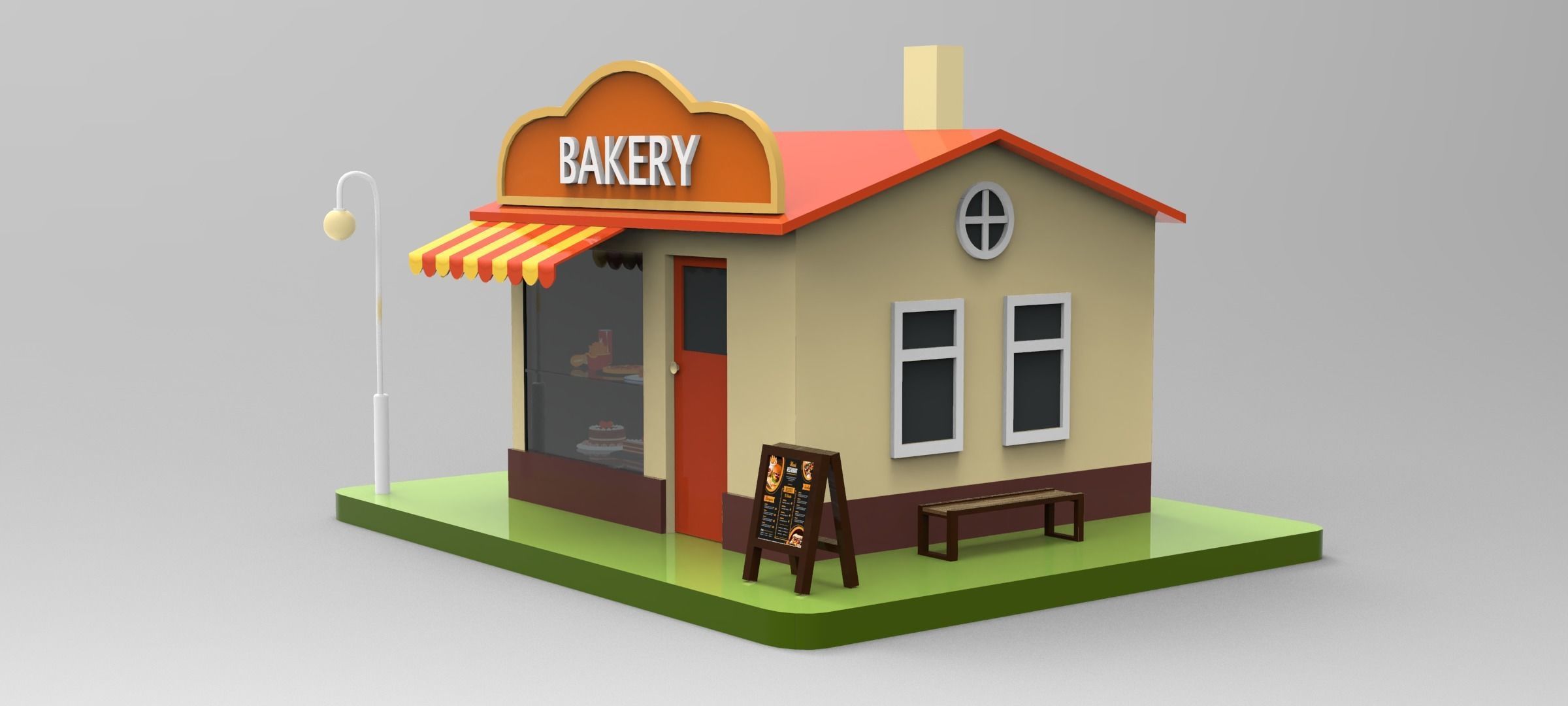 Cartoon Bakery Shop Low-poly 3D model_12