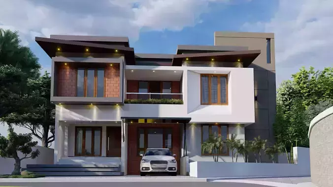Contemporary two story house  3D model
