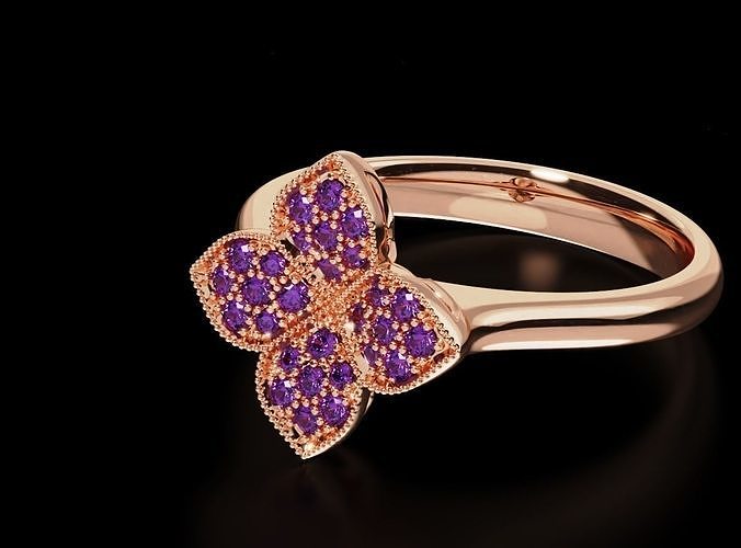 Gold lotus ring 685 3D print model