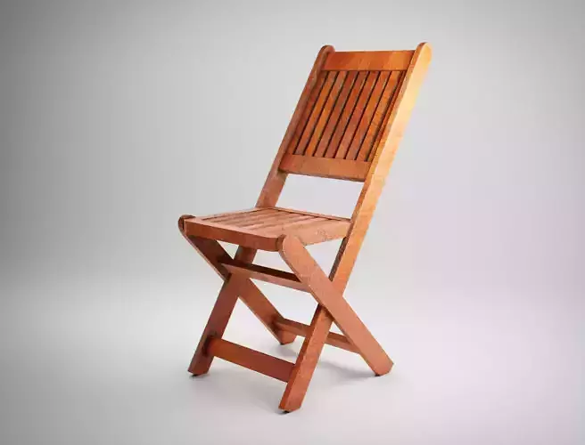 Chair 3D Model wooden folding Low-poly 3D model