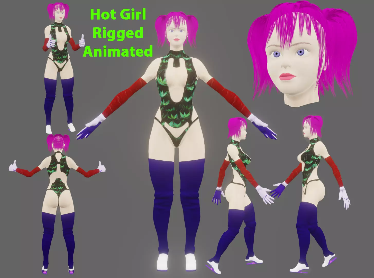 Hot Girl Low-poly 3D model
