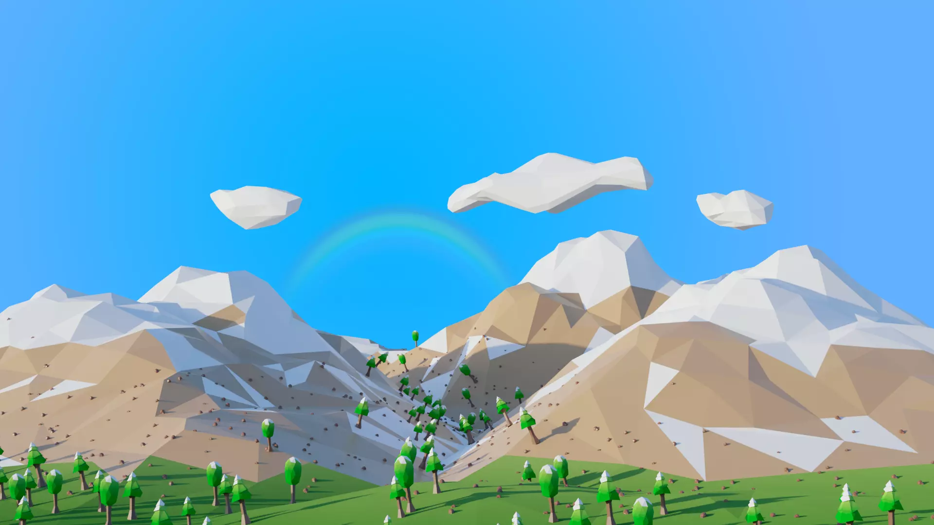 Cartoon low poly mountains pack Low-poly 3D model 3D model_0