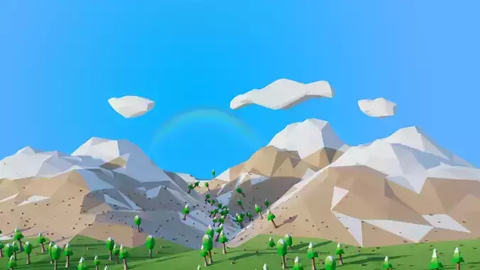 Cartoon low poly mountains pack Low-poly 3D model 3D model