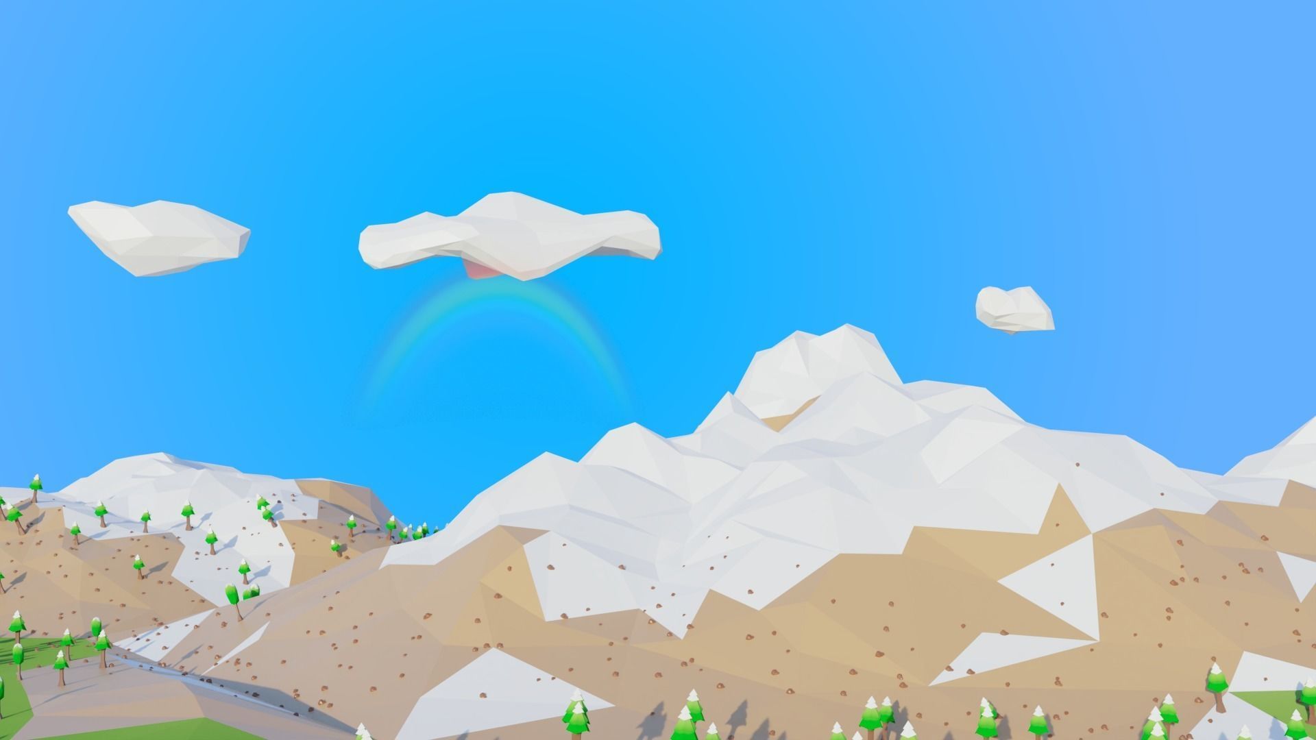 Cartoon low poly mountains pack Low-poly 3D model 3D model_2