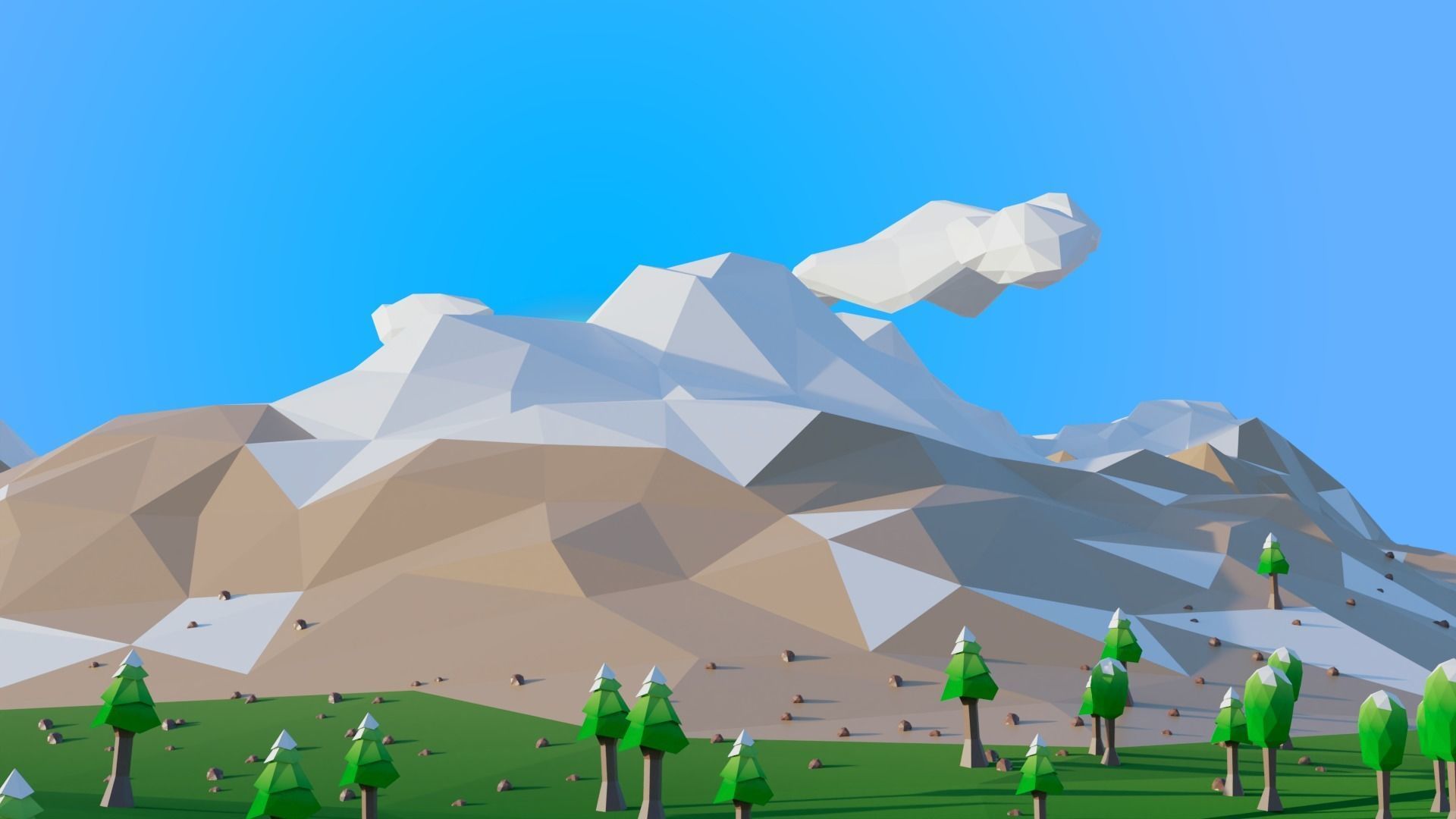 Cartoon low poly mountains pack Low-poly 3D model 3D model_1