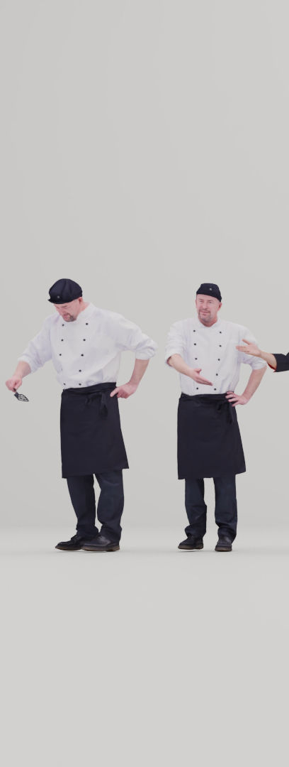 Restaurant Staff Characters  Low-poly 3D model_13