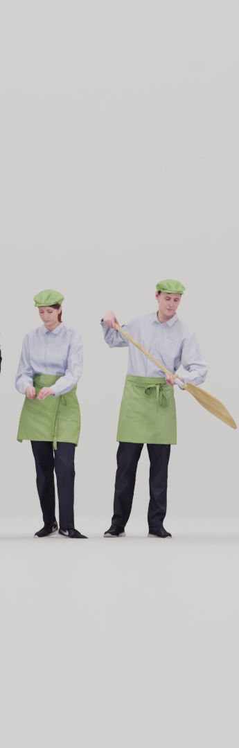 Restaurant Staff Characters  Low-poly 3D model_15