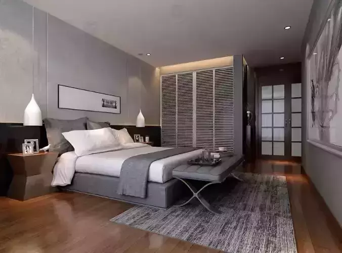 Modern luxury living room bed 3D print model